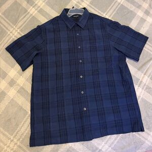 George Men's Navy Plaid Button Down Shirt